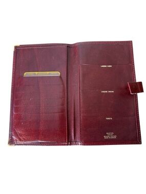 BUXTON Vintage Burgundy Red Tiffany Passport Travel Wallet Snap Closure